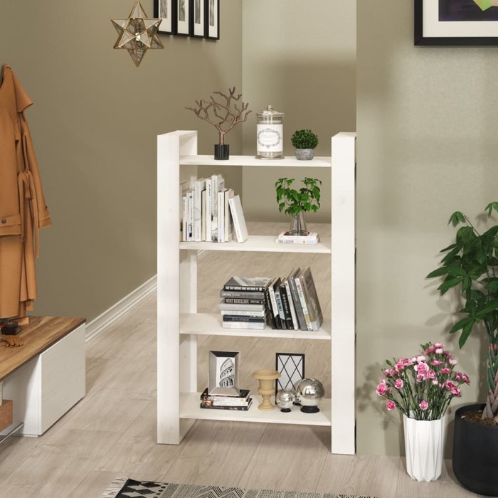 Librería/separador de ambientes blanco 80x35x125 cm pino macizo