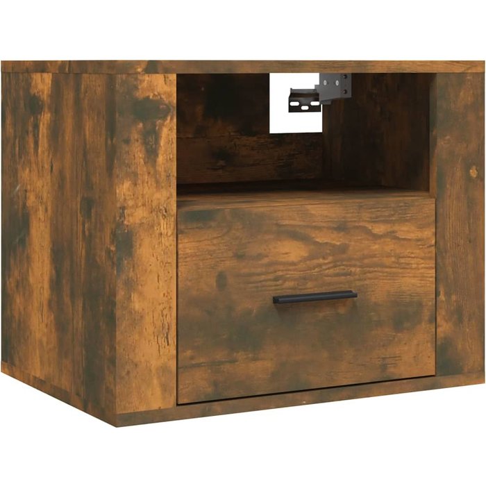 Mesita de noche de pared roble ahumado 50x36x40 cm