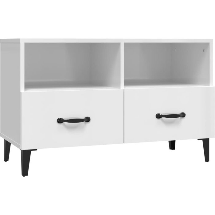Mueble tv blanco brillo 80x36x50 cm madera contrachapada