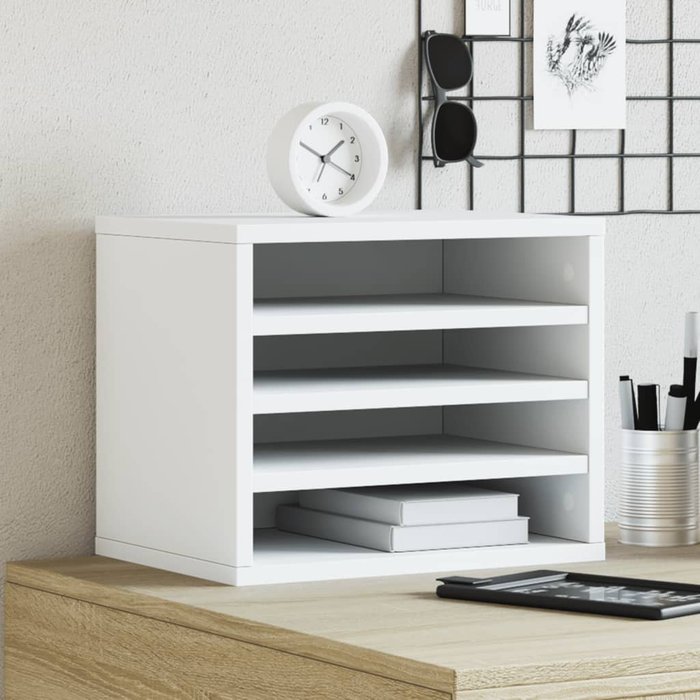 Organizador de escritorio blanco 36x26x29,5 cm de madera contrachapada