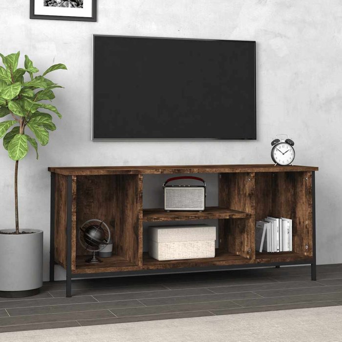 Mueble de tv de roble ahumado 102x35x45 cm madera de ingeniería