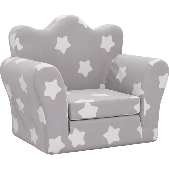 Sofá cama de ni?os felpa suave gris claro con estrellas - comfortxl