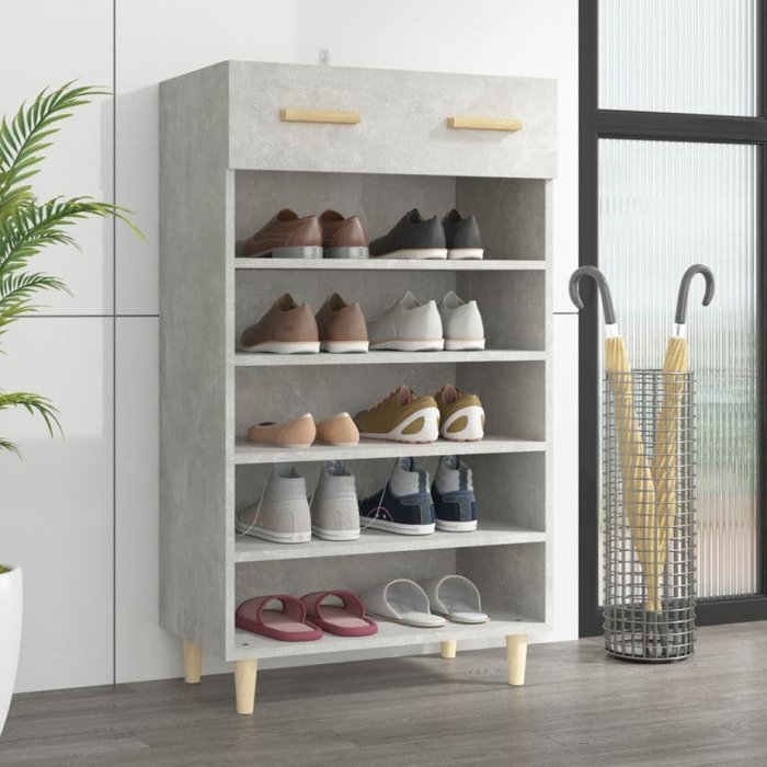 Vidaxl mueble zapatero madera contrachapada gris hormigón 60x35x105 cm