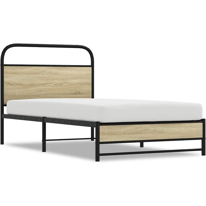 Estructura de cama sin colchón 100x190 cm madera roble sonoma — comfortxl