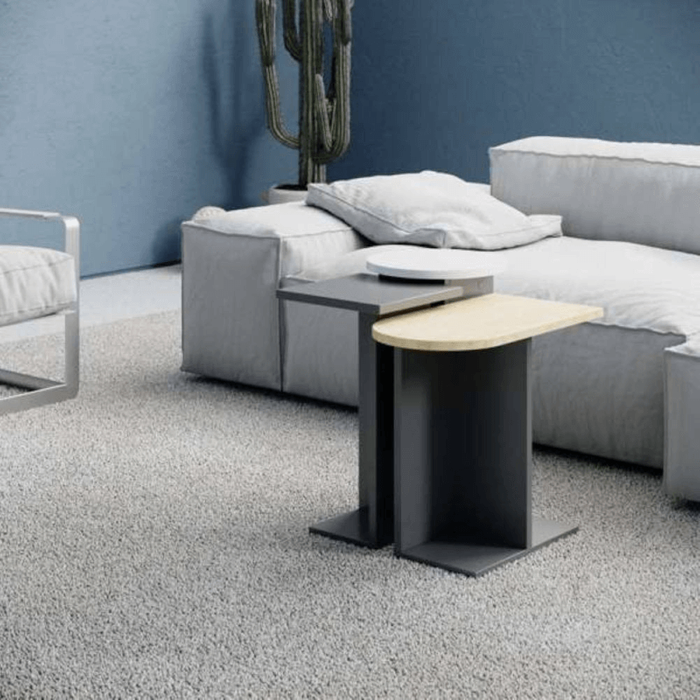 Mesa de centro tris mund roble antracita y blanco