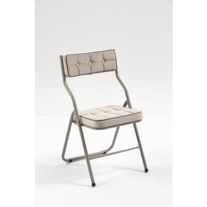 Silla de comedor plegable con cojín, marrón beis