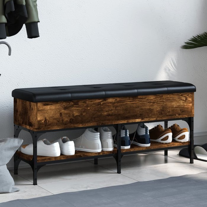 Banco zapatero roble ahumado 102x32x45 cm madera contrachapada