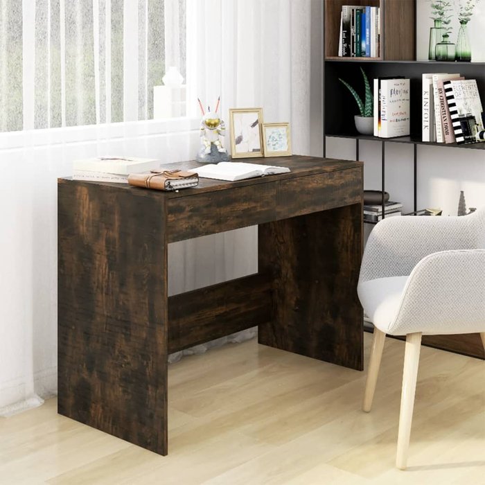 Escritorio de roble ahumado de 101x50x76,5 cm, aglomerado.
