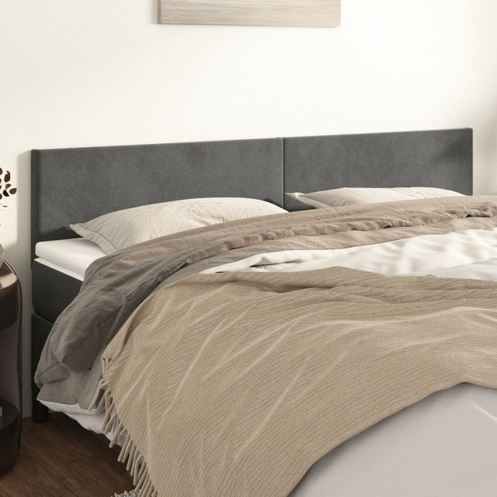 Cabeceros 2 unidades de terciopelo gris oscuro 90x5x78/88 cm - comfortxl