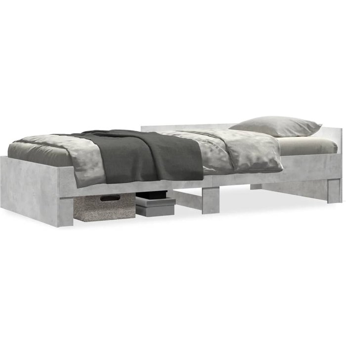 Estructura de cama sin colchón gris cemento 75x190cm madera contrachapada