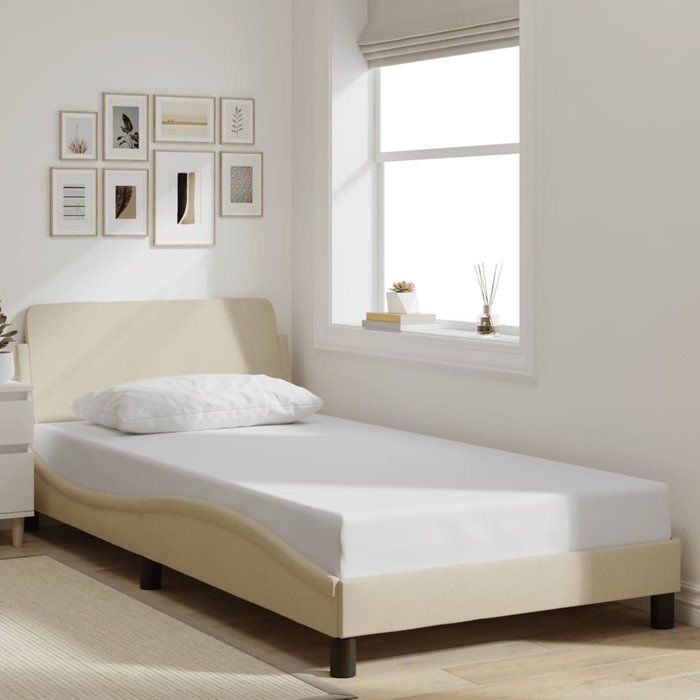 Estructura de cama dover tela crema 100x200 cm