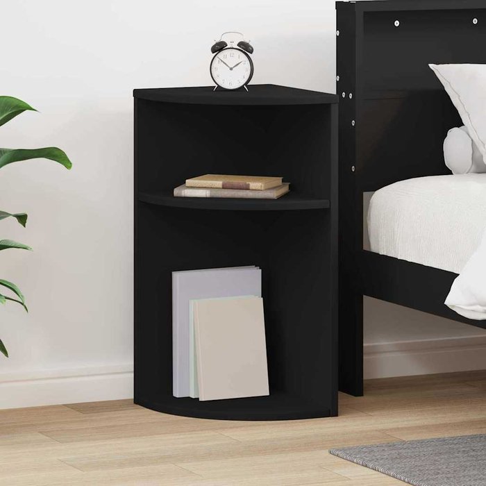 Mesita auxiliar negra, 29,6 x 29,6 x 60 cm, madera de ingeniería.