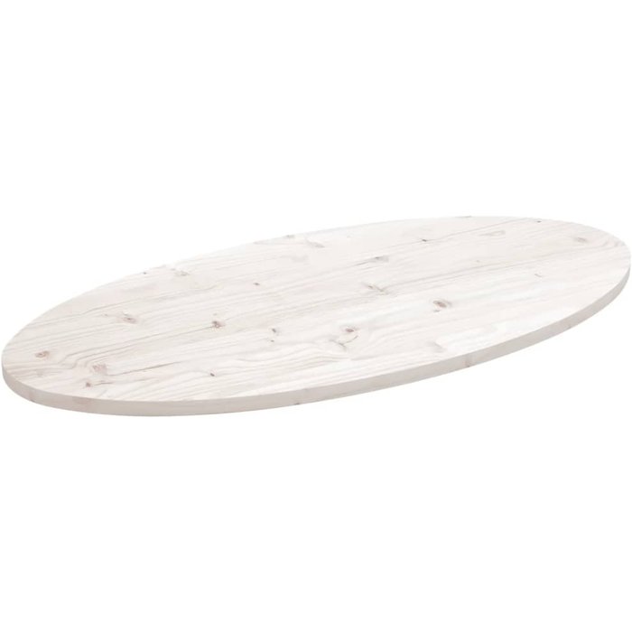 Tablero ovalado blanco, 90x45x2,5 cm, madera maciza de pino.