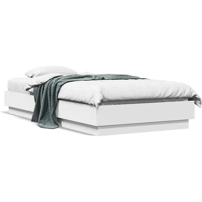 Estructura de cama de madera laminada blanca 90x190 cm — comfortxl