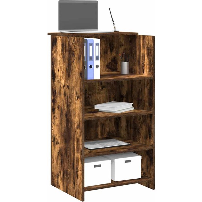 Mostrador de recepción de roble ahumado, 55x50x103,5 cm, madera de ingeniería.