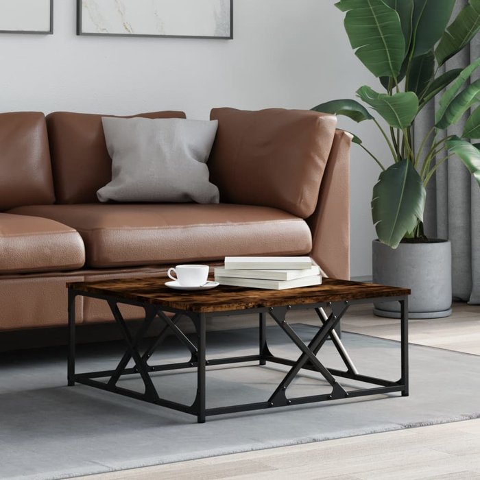 Maison exclusive - mesa de centro madera contrachapada roble ahumado 70x70x30 cm