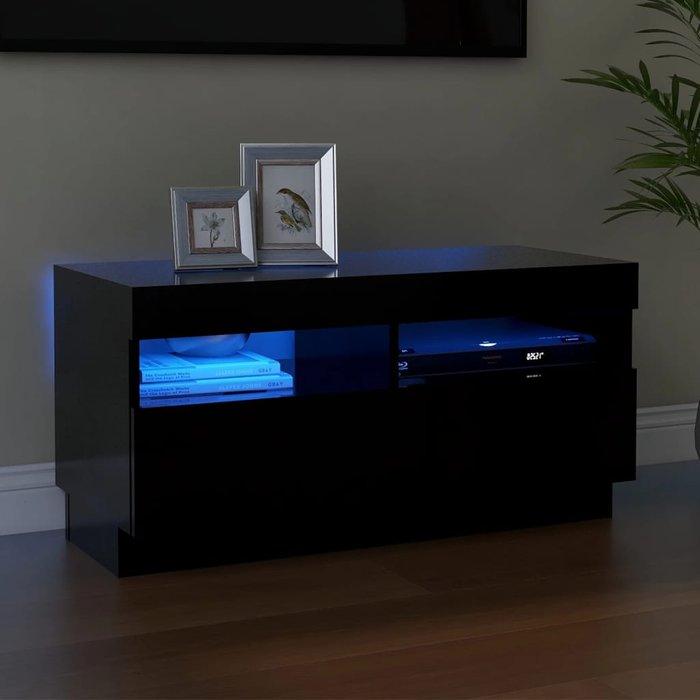 Mueble de tv con luces led negro 80x35x40 cm - comfortxl