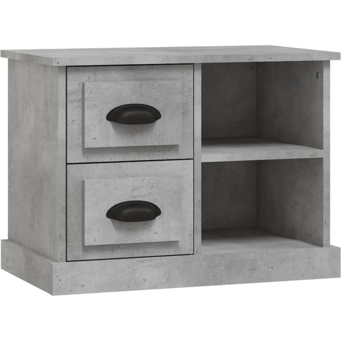 Mesita de noche gris hormigón 60x35,5x45 cm