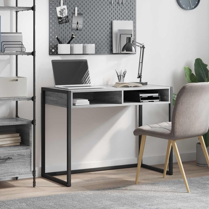 Escritorio sonoma grey de 100 x 50 x 75 cm, fabricado en madera de ingeniería.