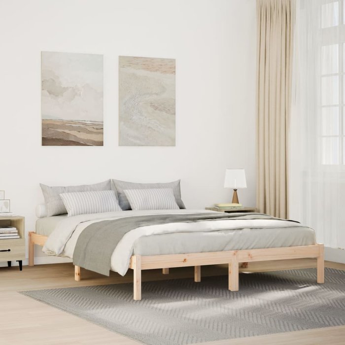 Estructura de cama extralarga sin colchón 160x210 cm madera maciza de pino