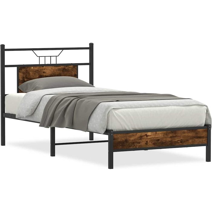 Estructura cama sin colchón madera roble ahumado 80x200 cm — comfortxl