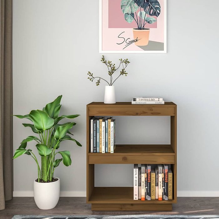 Estantería madera maciza de pino marrón miel 60x35x71 cm – comfortxl