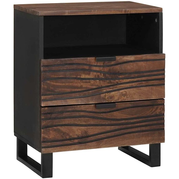 Mesilla de noche de nogal, 50 x 33 x 62 cm, madera maciza de acacia