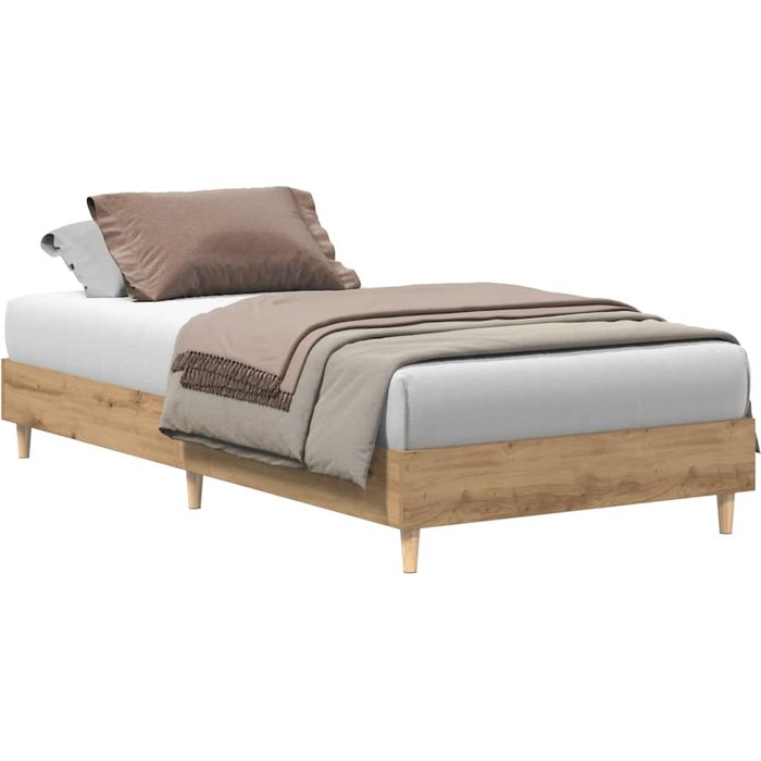 Estructura de cama sin colchón roble artesanal 75x190 cm madera — comfortxl