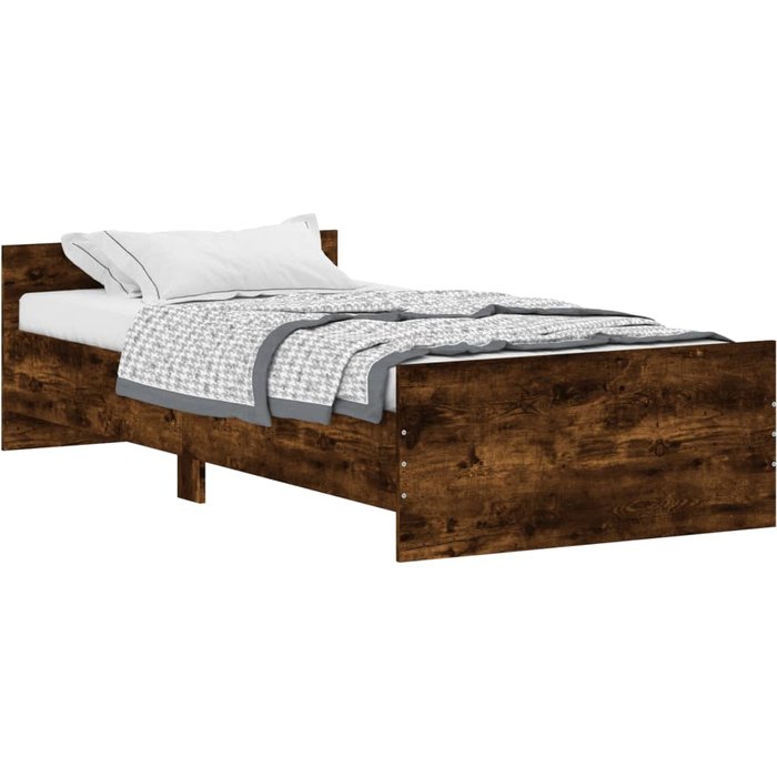 Estructura de cama sin colchón en madera de roble ahumado 90x190 cm — comfortxl