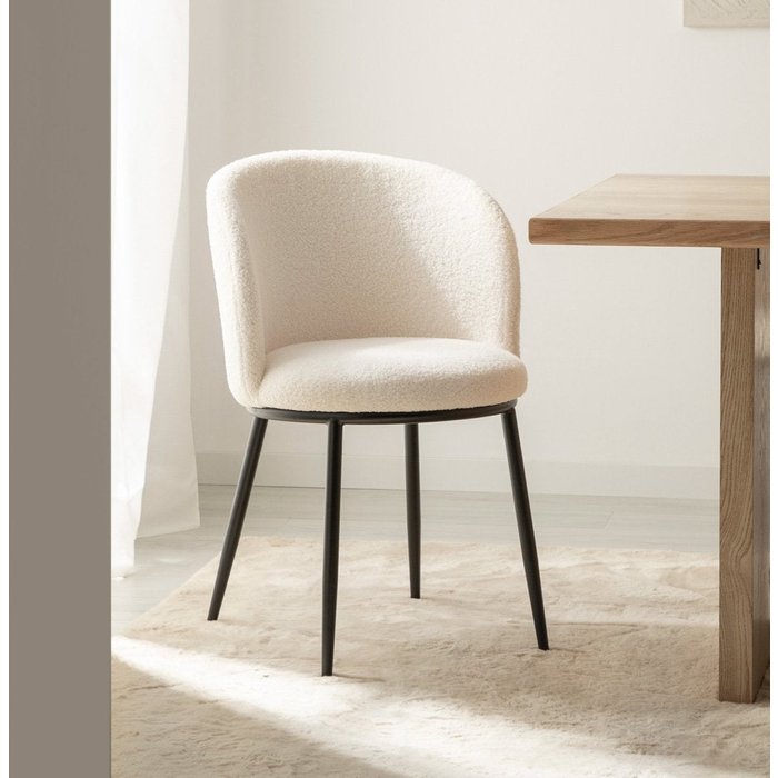 Silla de comedor de borreguito blanco 51x80 cm