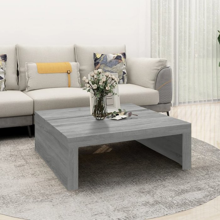 Mesa de centro sonoma gris 100x100x35 cm madera contrachapada