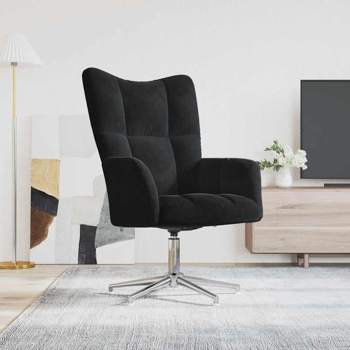 Sillón de relax | silla de relax de terciopelo negro cfw11615