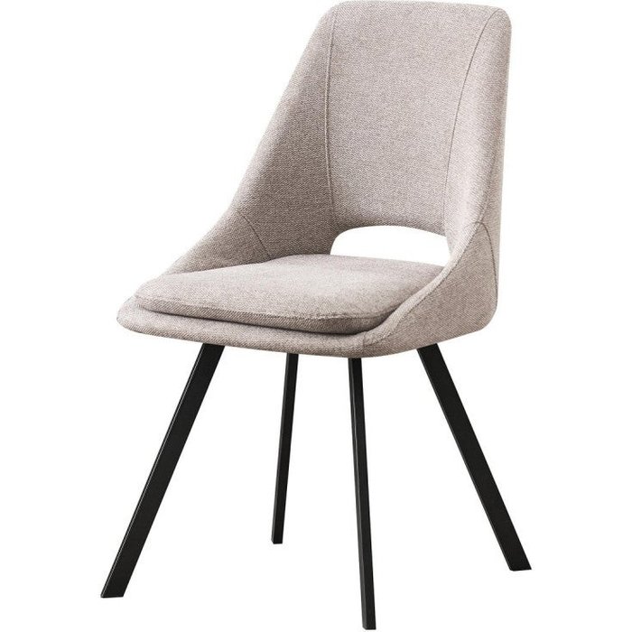 Silla miranda en tejido beige con patas de metal negro 56x48x85