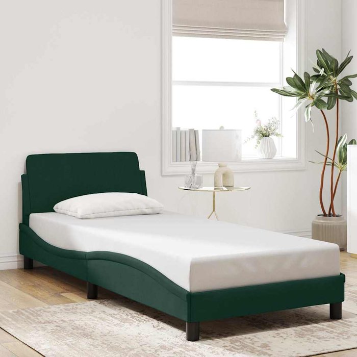 Estructura de cama dover terciopelo verde oscuro 90x200cm vidaxl