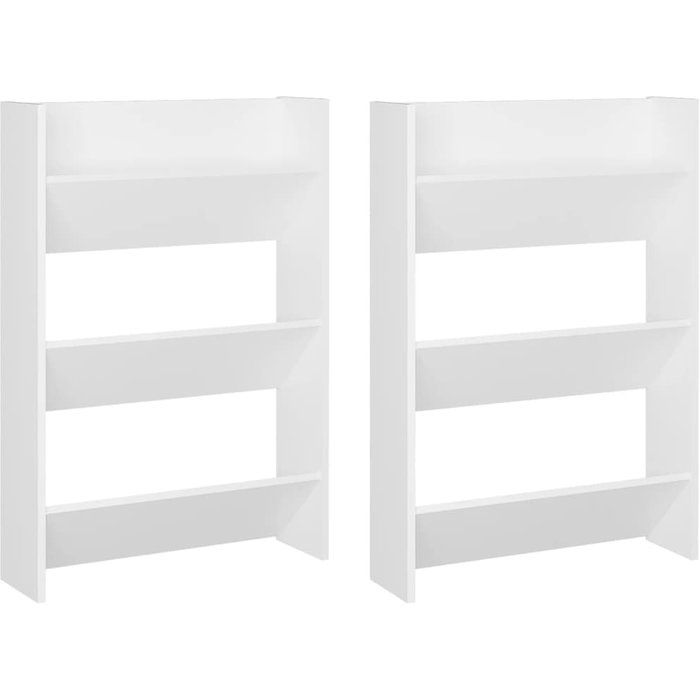 Zapateros de pared 2 uds madera contrachapada blanco 60x18x90cm - comfortxl