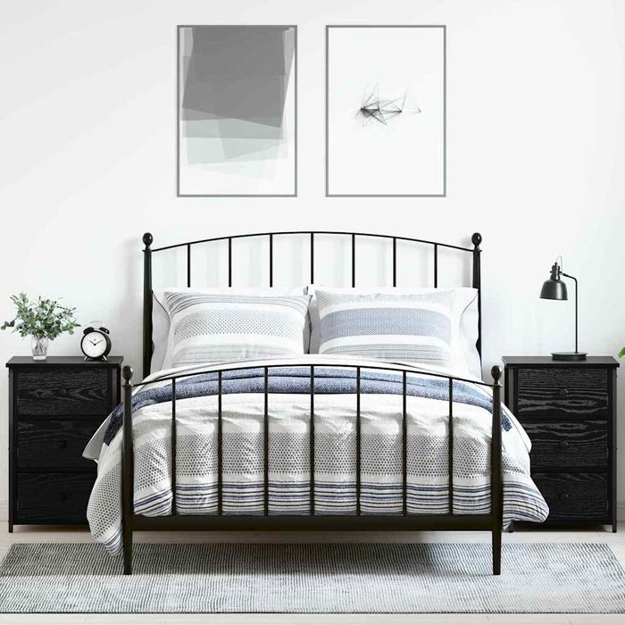 Mesilla de noche con cajón, 2 piezas, roble negro, 40 x 36 x 60 cm