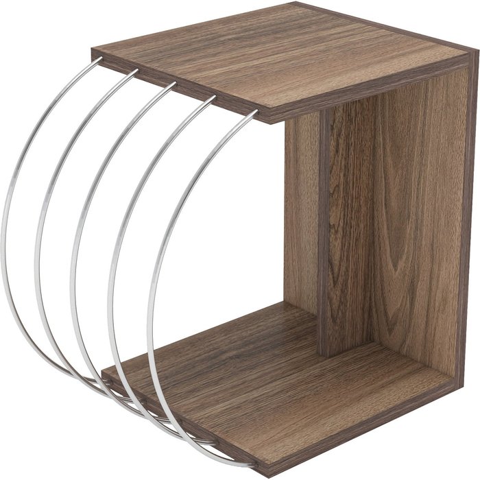 Mesa auxiliar 46 x 30 x 42 cm efecto nogal cromado 03_0008661