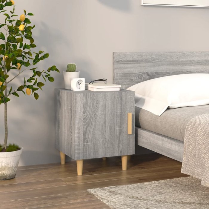 Maison exclusive - mesita de noche madera contrachapada gris sonoma