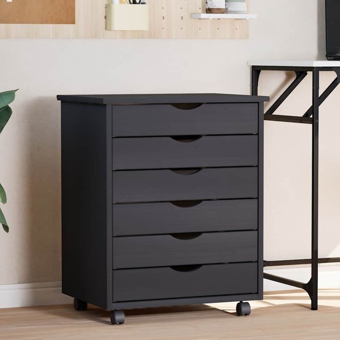 Cajonera con ruedas moss madera maciza de pino gris vidaxl