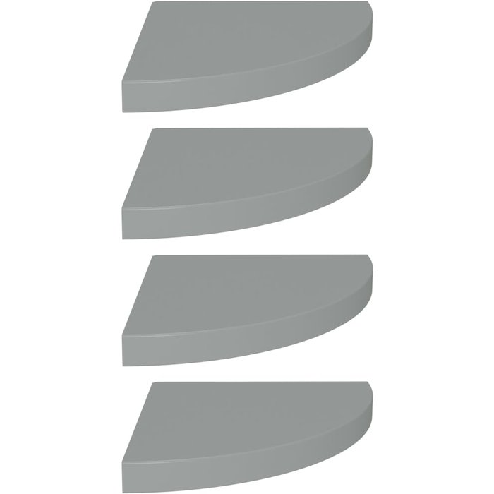 Estantes flotantes de esquina 4 uds mdf gris 35x35x3,8 cm- comfortxl