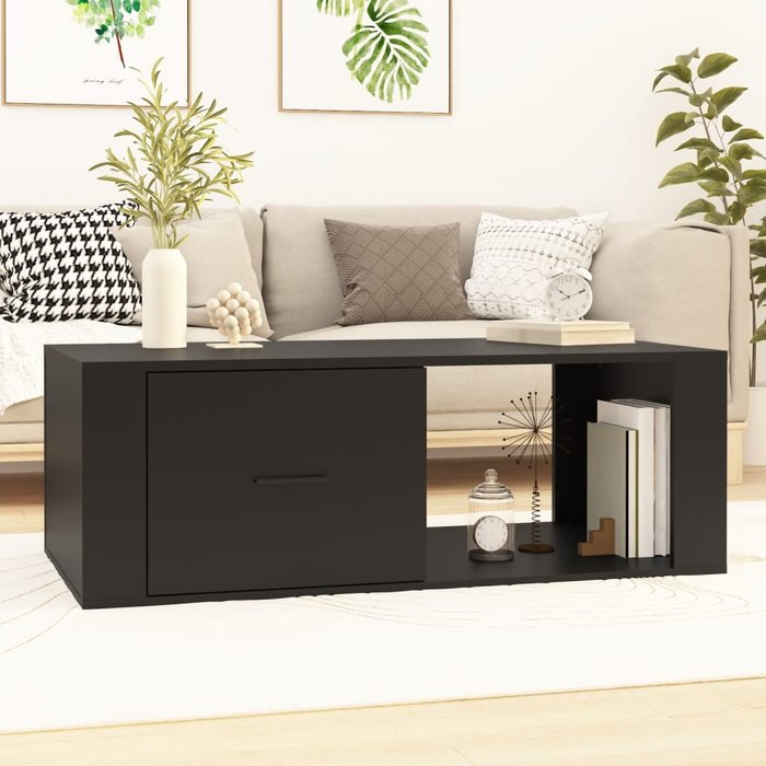 Maison exclusive - mesa de centro madera contrachapada negro 100x50,5x35 cm