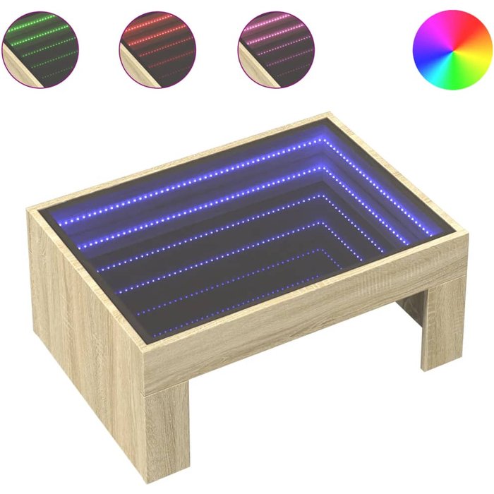 Mesa de centro infinity led de roble sonoma 70x50x30 cm - comfortxl