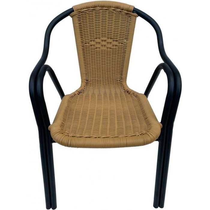 Silla de aluminio negro con rattan crema hobeto
