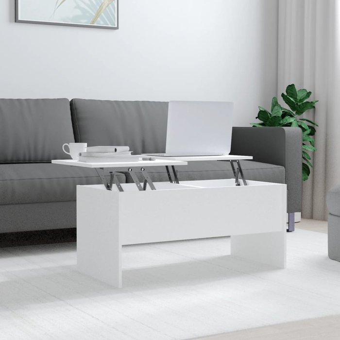 Mesa de centro madera contrachapada blanco 102x50,5x46,5 cm - comfortxl