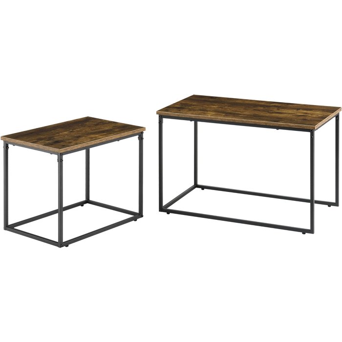 Juego de 2 mesas de centro nido efecto madera oscura 03_0008358