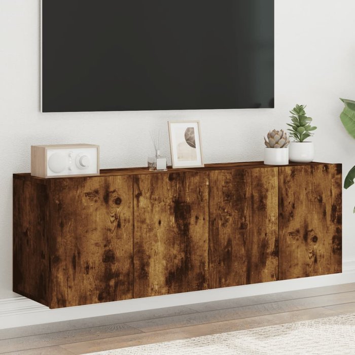 Muebles tv de pared 2 piezas roble ahumado 60x30x41 cm