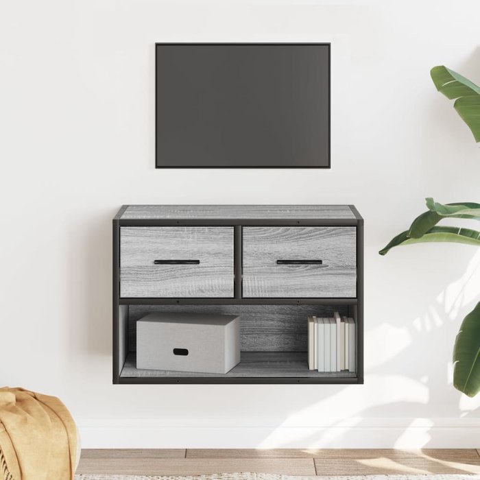 Mueble de tv sonoma, gris, 60x31x39,5 cm, madera de ingeniería y metal