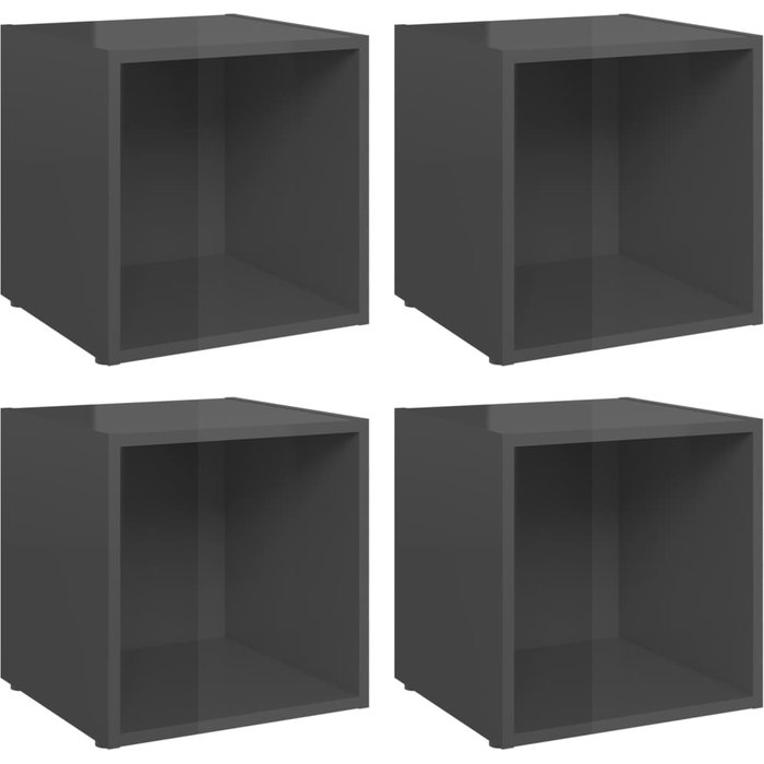 Mueble tv 4 piezas aglomerado gris brillo 37x35x37 cm