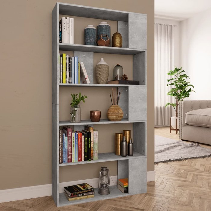 Librería/separador de ambientes gris hormigón 80x24x159 cm