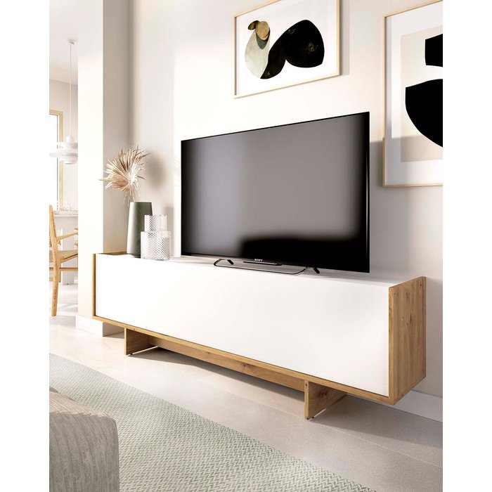 Mueble bajo de tv ka - blanco/roble nordic - ancho 150 cm - homekit